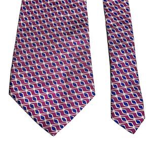 Lauren Ralph Lauren Men's Silk Tie Magenta with Blue Diamond Pattern 60" Necktie